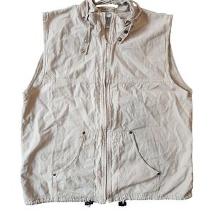 Ezze Wear honey komb 90s Outdoors Vest Beige Cotton Hooded Zip Pockets M